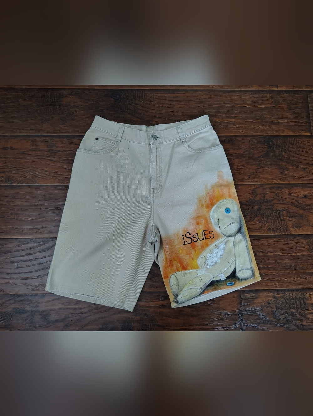 Custom vintage Gitano x Korn Issues doll denim shorts Size 32 Hand painted